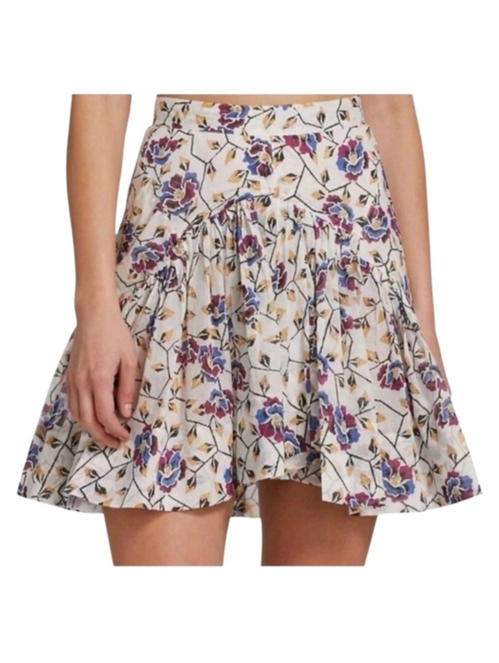 Isabel Marant Etoile White Purple Floral Ruffle Saureena Mini Skirt- FR 38, US 6